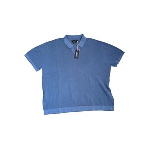Grayers Jono Texture Stitch Johnny Collar Sweater Polo Allure Blue Mens XXL NEW